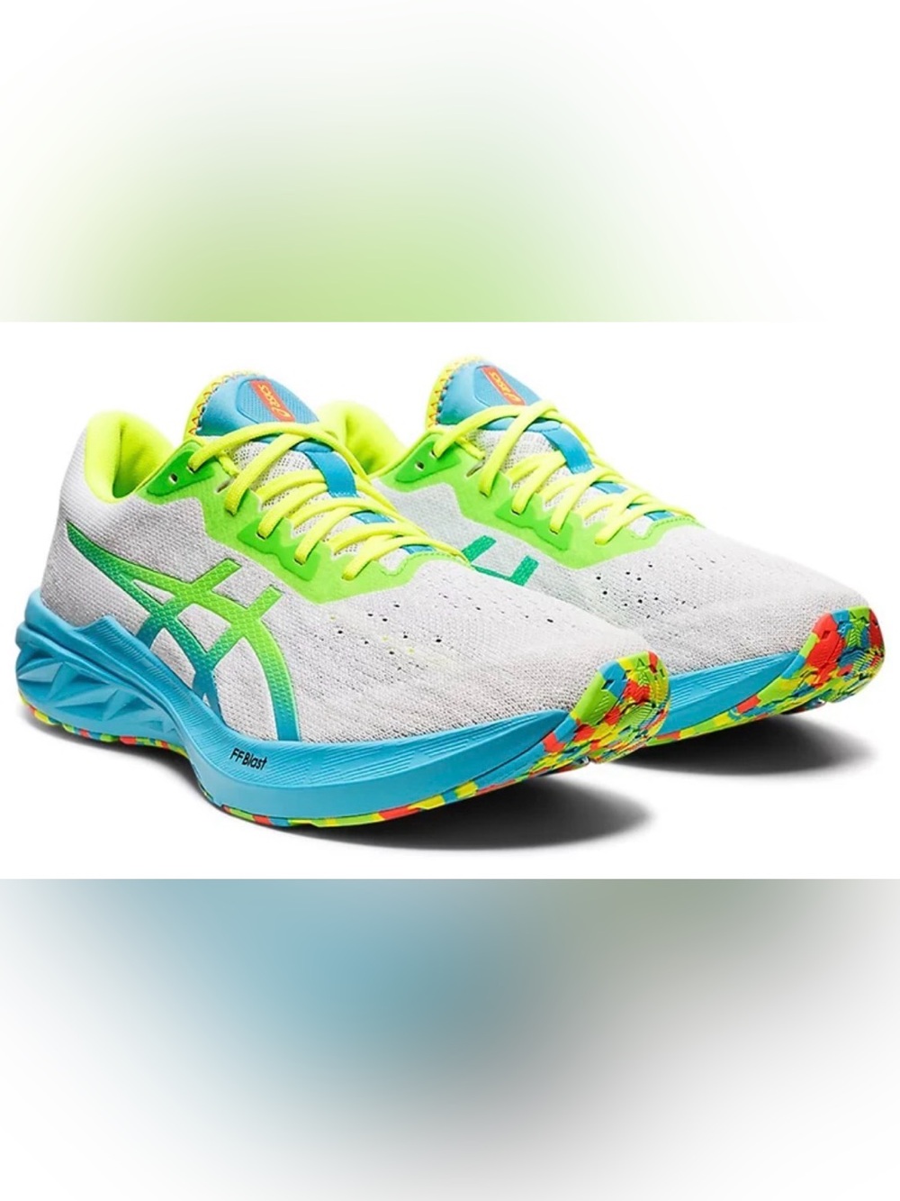 ASICS Men's DYNABLAST 2 Running Shoes, 10.5 US, White/Green Gecko, VERY RARE